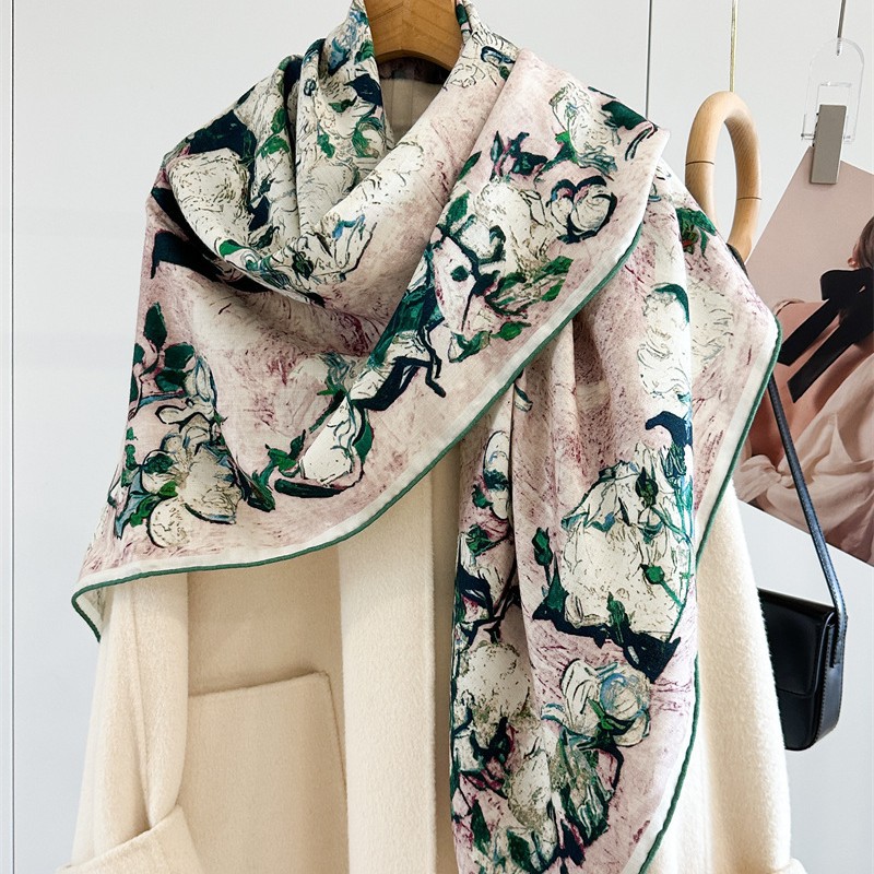 Luxury 135x135cm Silk Wool Sca - đánh giá và giá Shawl Wrap Winter