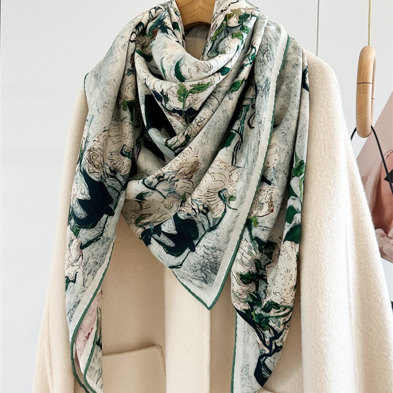 Luxury 135x135cm Silk Wool Sca - đánh giá và giá Shawl Wrap Winter