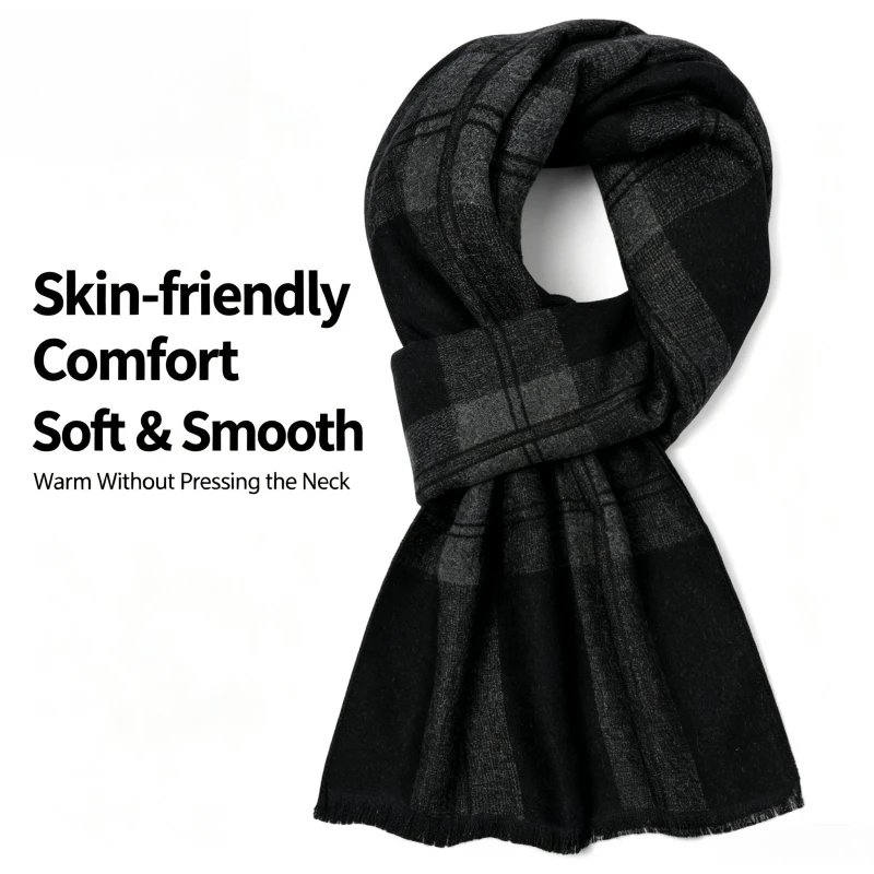 1 Pcs British Black and Gray C - đánh giá và giá Wool Scarf Men