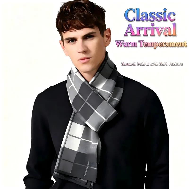 1 Pcs British Black and Gray C - đánh giá và giá Wool Scarf Men