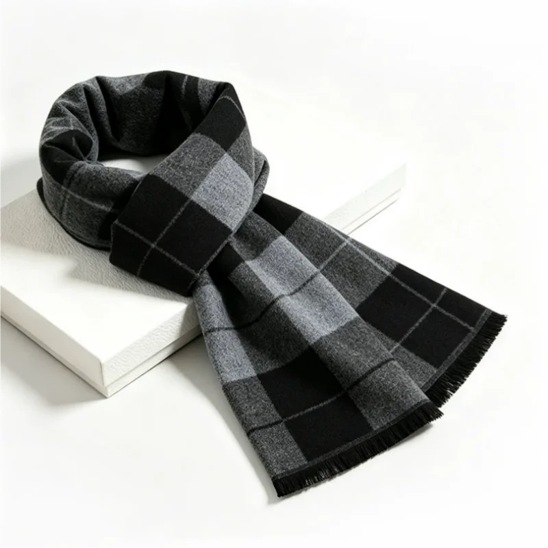 1 Pcs British Black and Gray C - đánh giá và giá Wool Scarf Men