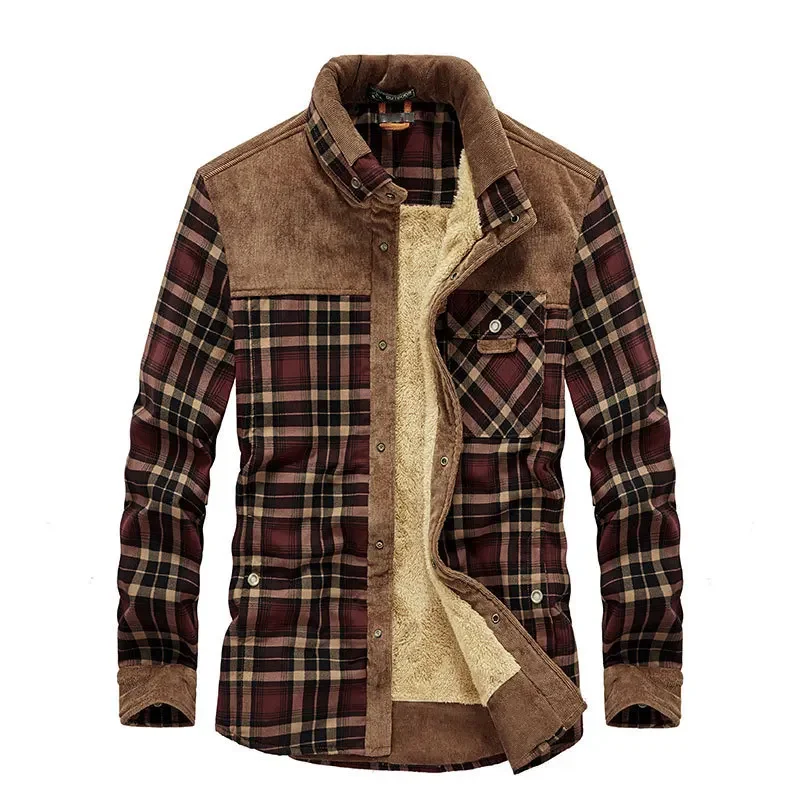 Áo Kẻ Sọc Áo Thu Đông Nỉ Ấm Áo - đánh giá và giá Flannel Shirt Lined